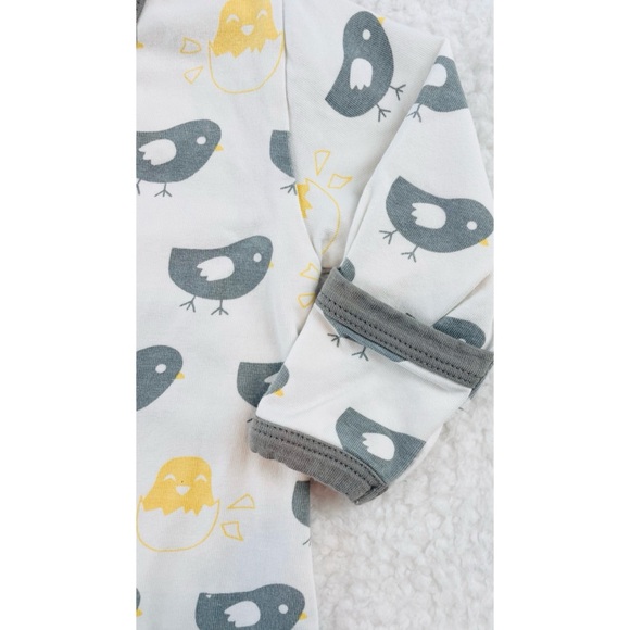 MONICA & ANDY • White/Grey/Yellow Baby Chick Print Sleeper Gown - Picture 9 of 16